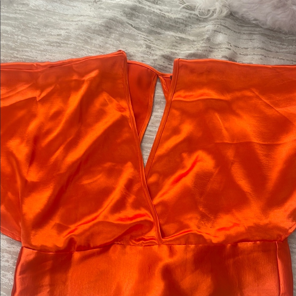 Vibrant Orange Satin Top